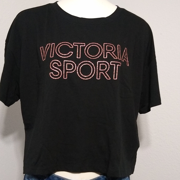 Victoria's secret Crop Top L/G Black Logo Victoria - Picture 3 of 11